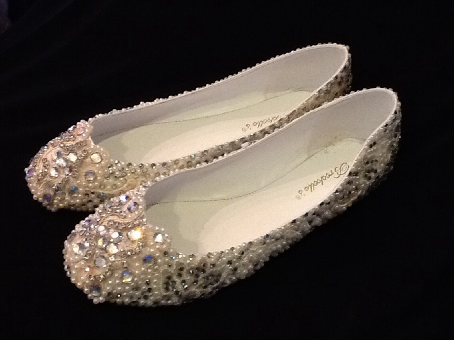 Plus Size Wedding Shoes Bridal Flats Beaded Rhinestones Hand | Etsy