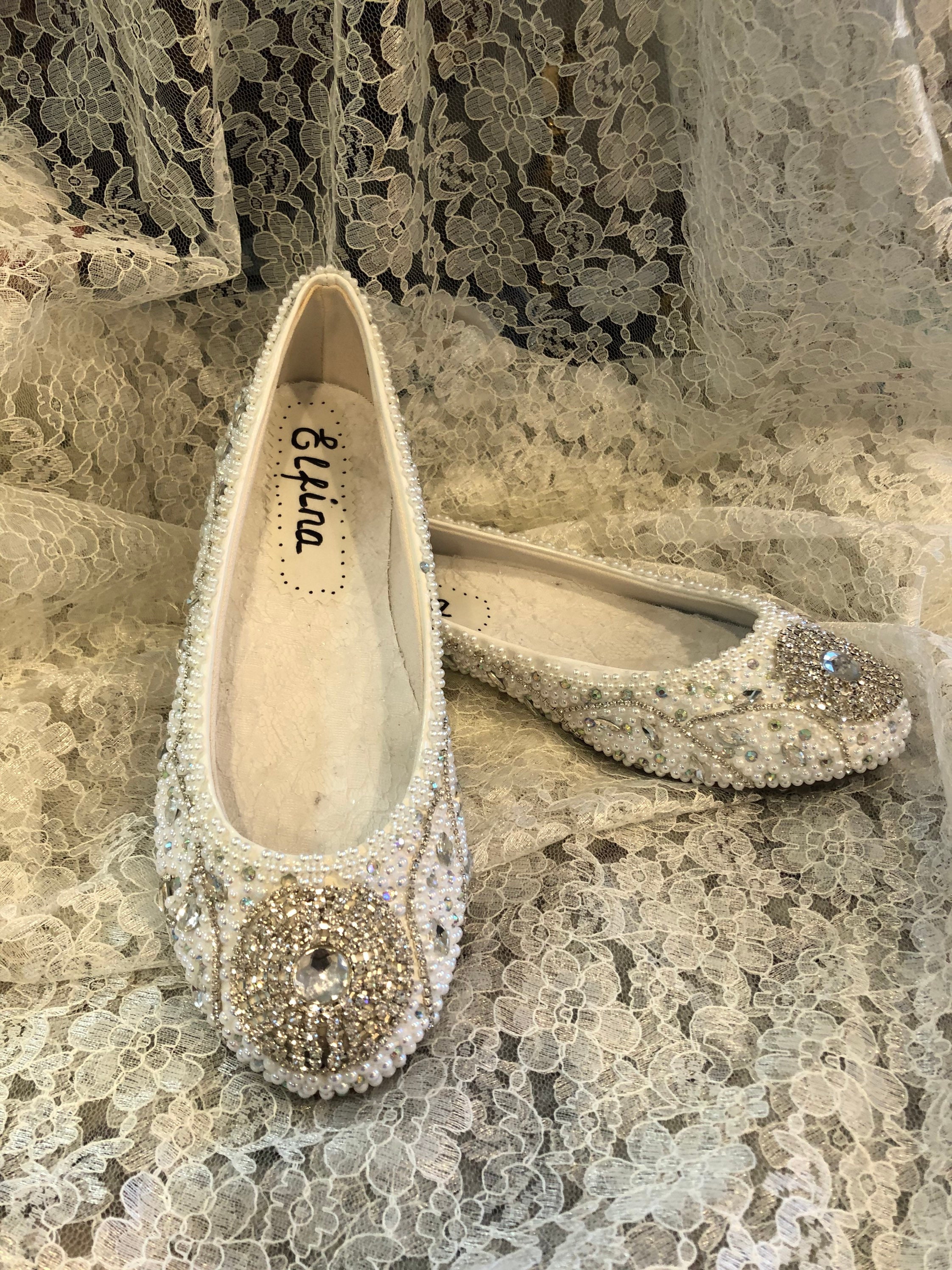 flat beaded wedding shoes