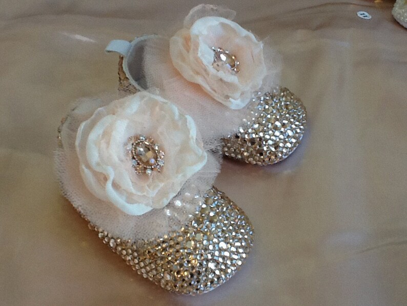 Hand Made Rhinestone Baby Girl Dress Shoes Etsy