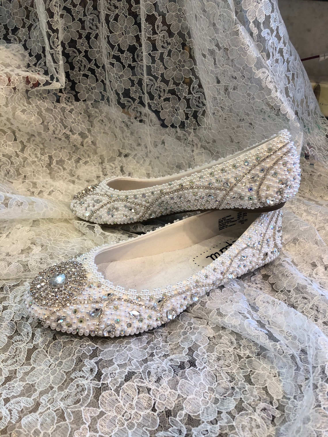 flat beaded wedding shoes