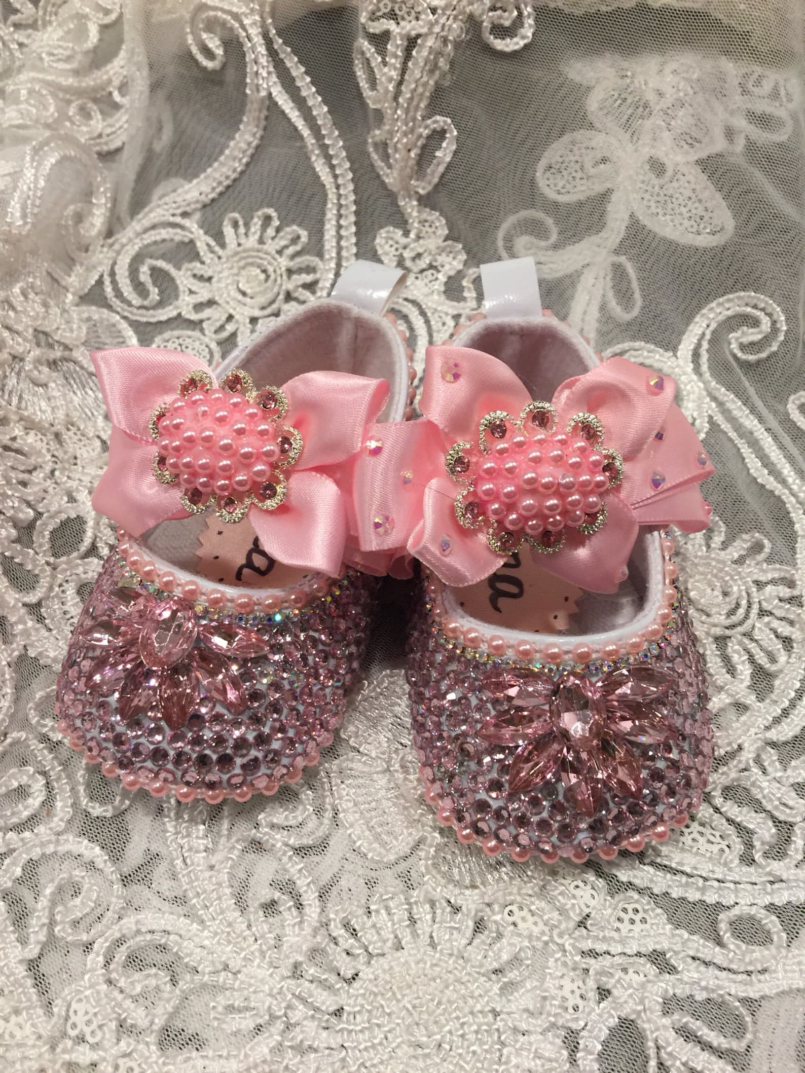 Custom Hand Made Baby Girl Dress Shoes for Lena Embellished Etsy