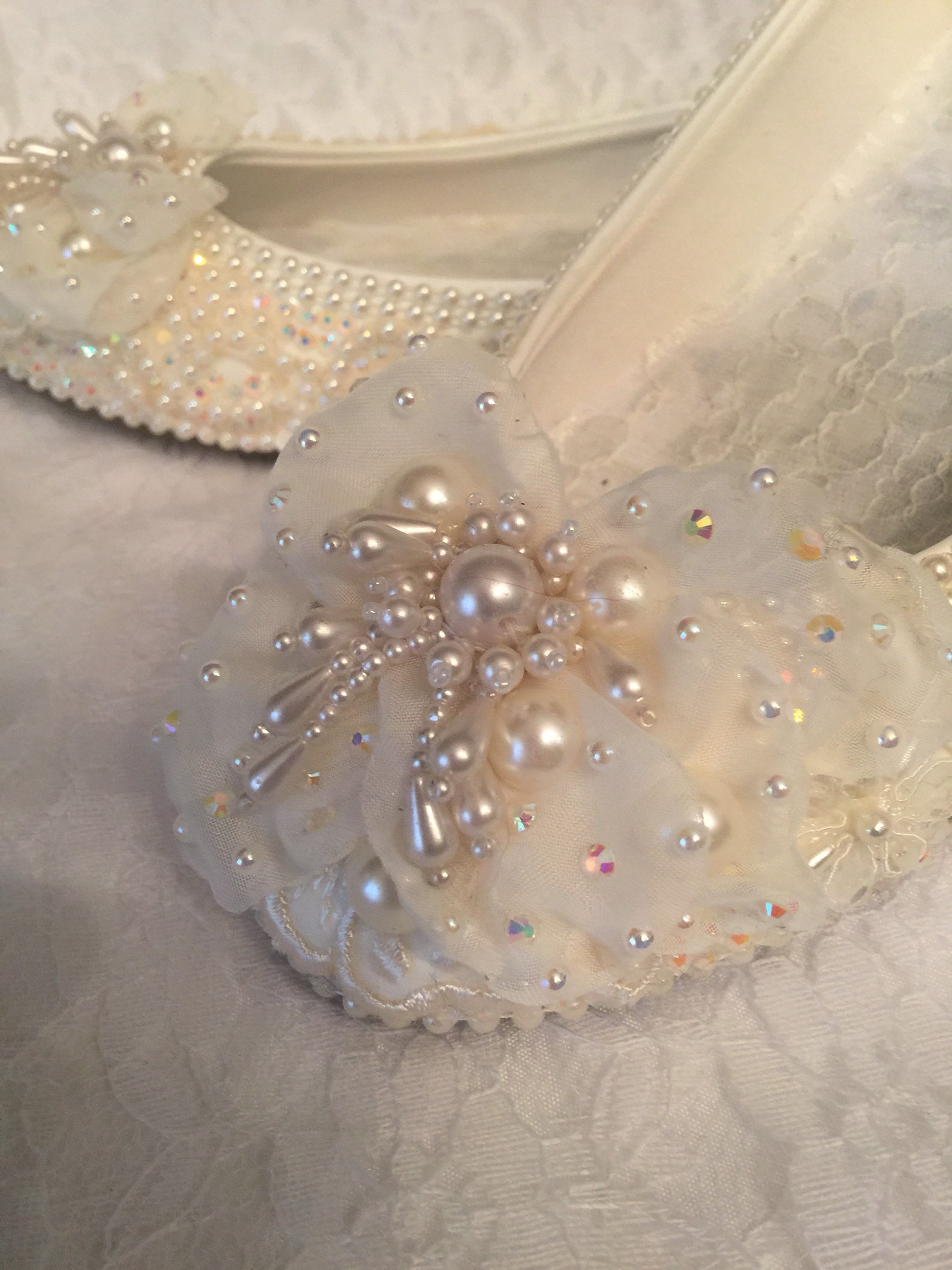 wedding shoes bridal ballet flats beaded rhinestones hand embellished, size 5-13