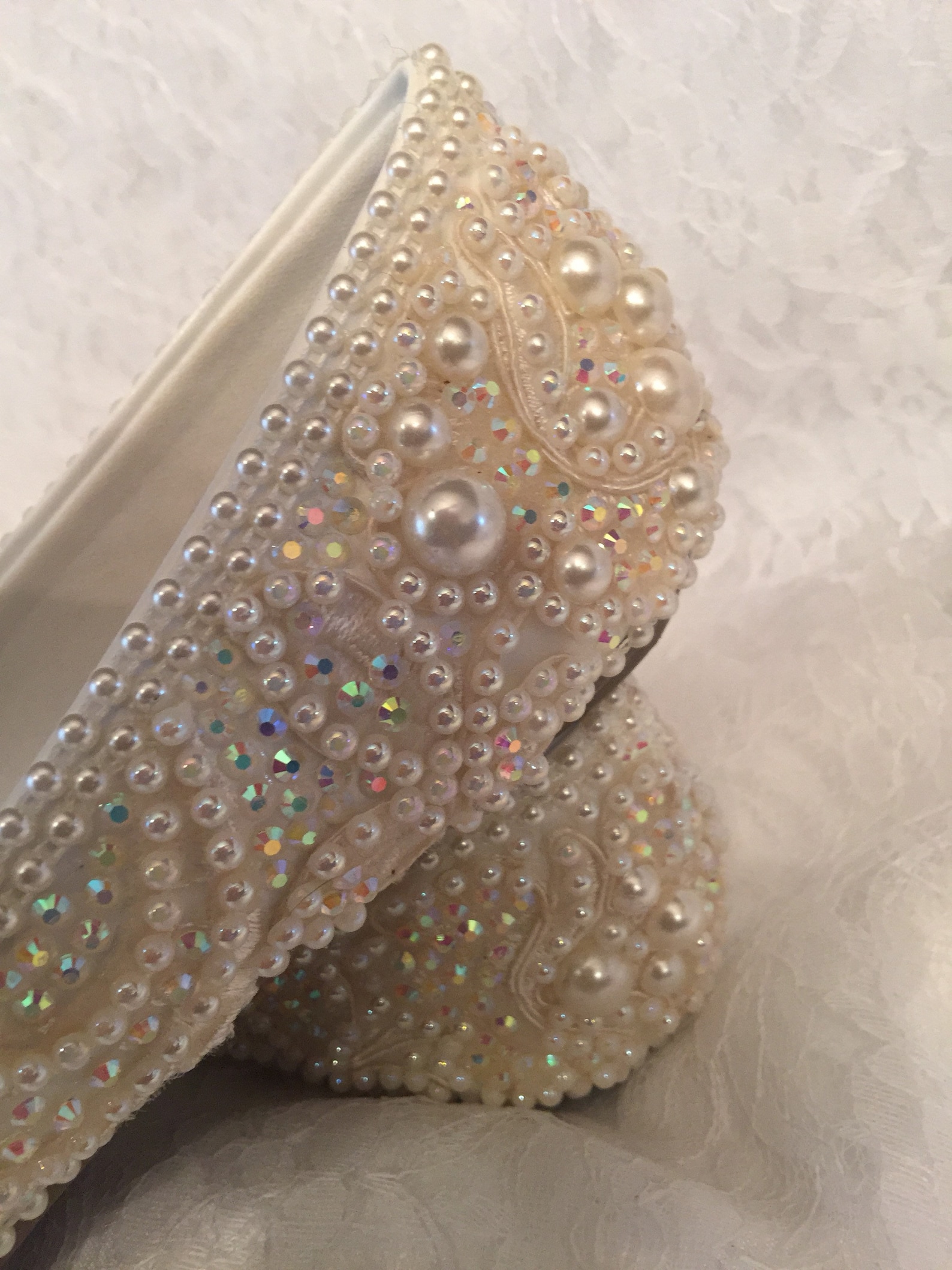 wedding shoes bridal ballet flats beaded rhinestones hand embellished, size 5-13