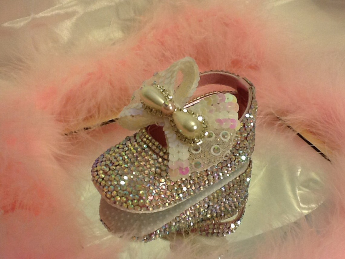 Hand Made Rhinestone Baby Girl Dress Shoes Etsy