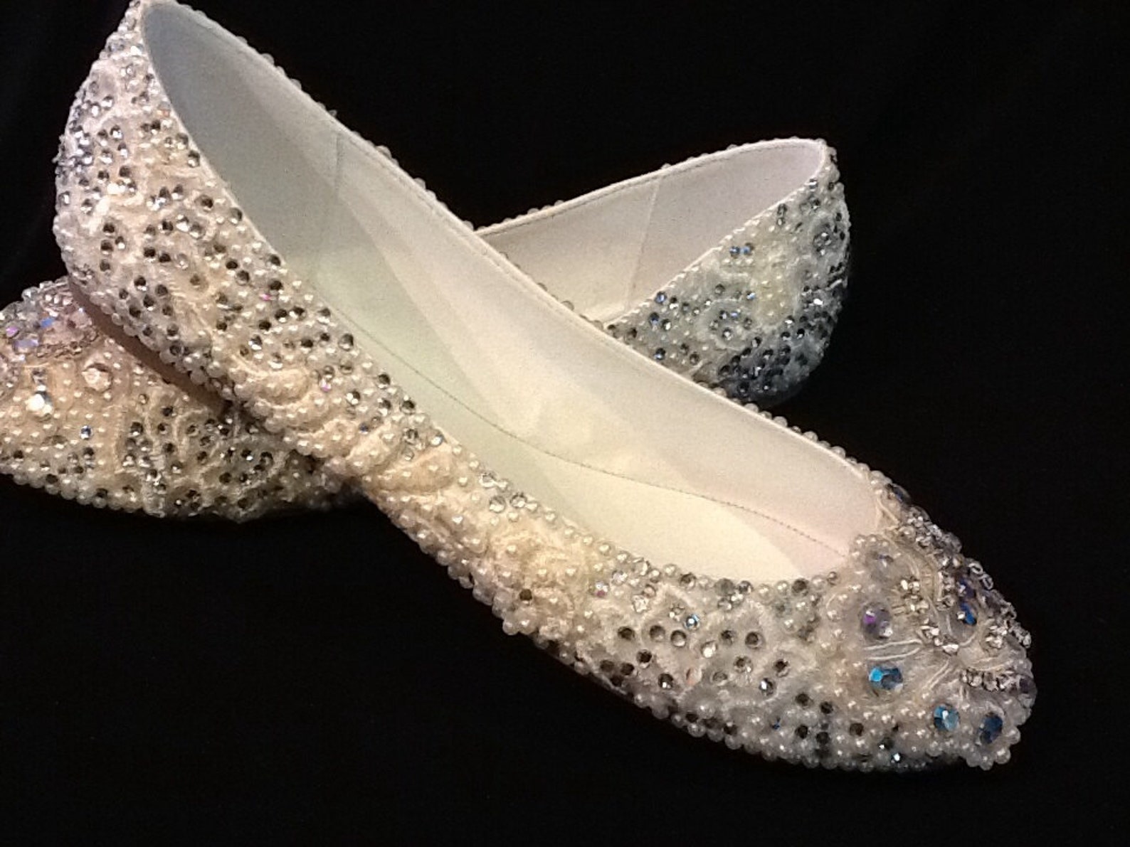 Handmade Wedding Shoes Plus Size Satin Pointed Toe Pumps High Heel Wedding Shoes Champagne Color 