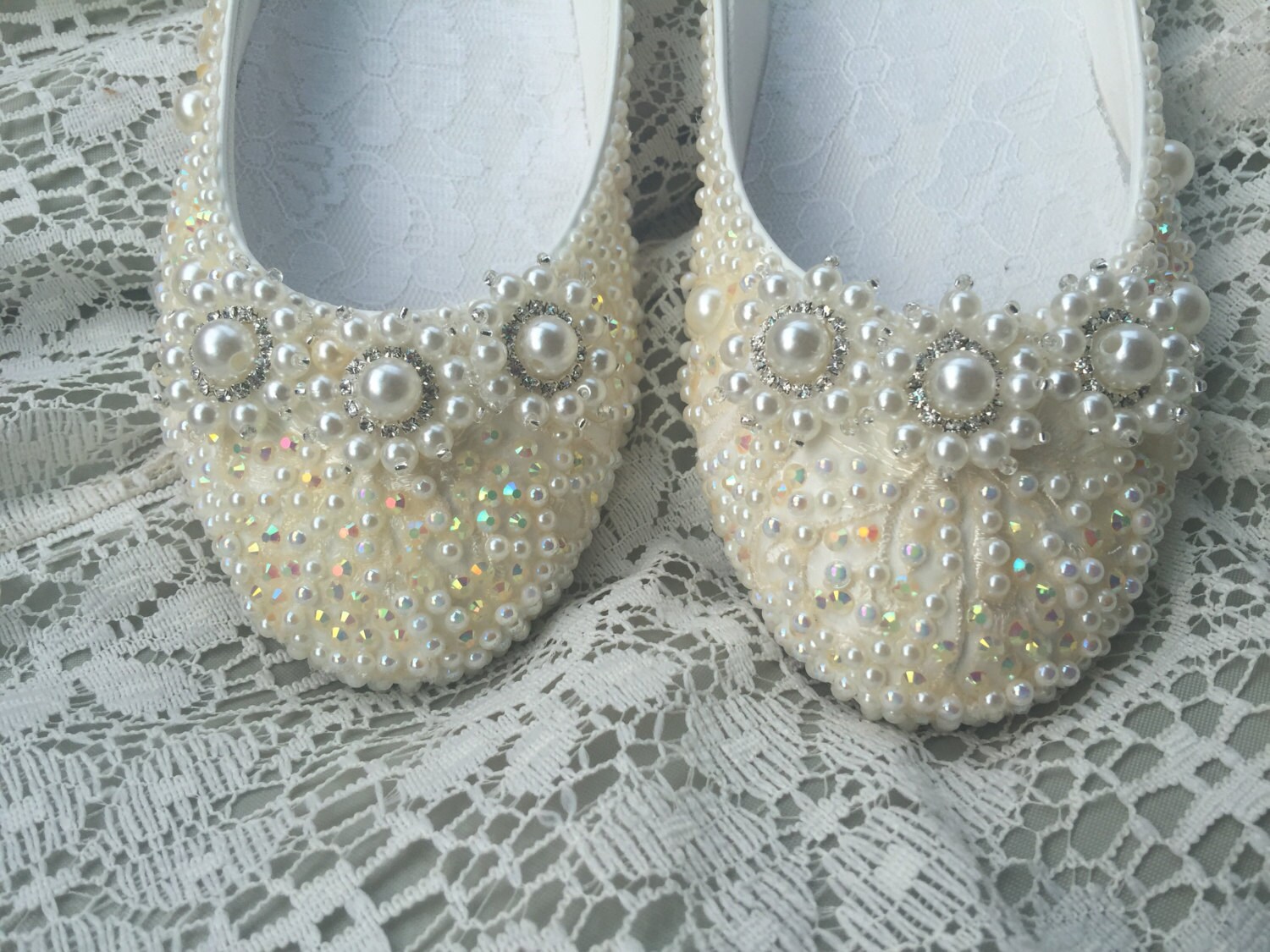 Elfina Bourique Boston Wedding Shoes Bridal Flats Rhinestones | Etsy