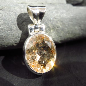 Mini Sunstone Pendant faceted African Sunstone Tanzania set 925 Sterling Silver Natural Gemstone
