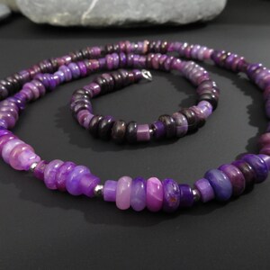 Fantastic genuine Sugilite necklace SU21_2 untreated Sugiliite gemstone beads with intense color Sterling Silver clasp