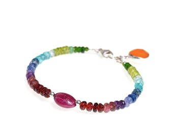 Bracciale con pietre preziose dai colori vivaci, multicolore – argento 925