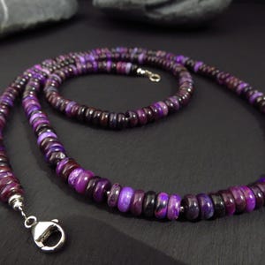 Sugilite necklace silver Sugilite necklace extra long untreated Sugilite pearl necklace natural color Sugilite Africa unique purple stone necklace