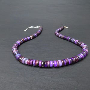 Fantastic genuine real Sugilite necklace gemstones untreated not dyed oiled intense color Sterling Silver rhodium natural gem africa
