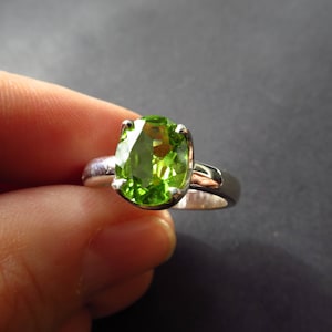 Peridot Silver Ring Per3 Natural Gemstone Green Silver Ring Stone Nature Gift Birthday