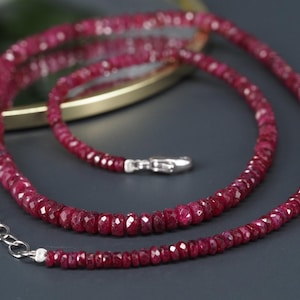 Collana di rubini – collana con gemma rossa naturale, autentica, non trattata e sfaccettata