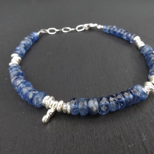 Kyanite bracelet faceted blue gemstone bracelet