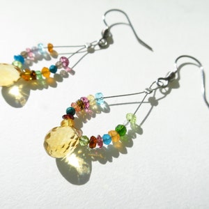Citrine Earrings made of 925 sterling silver with faceted drops natural colorful gemstones ear hooks stainless steel