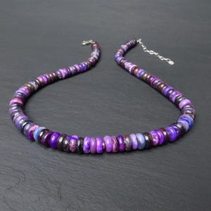 Fantastic genuine real Sugilite necklace gemstones untreated not dyed oiled intense color Sterling Silver rhodium natural gem africa