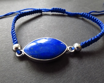 Macrame MCL1 Bracelet Lapis Lazuli Friendship Bracelets Unisex Gemstone Adjustable Best Friend Christmas Gift blue Hippie Boho