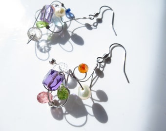 Colorful gemstone earrings made with faceted citrine with stainless steel ear hooks gemstone natural tourmaline sapphire