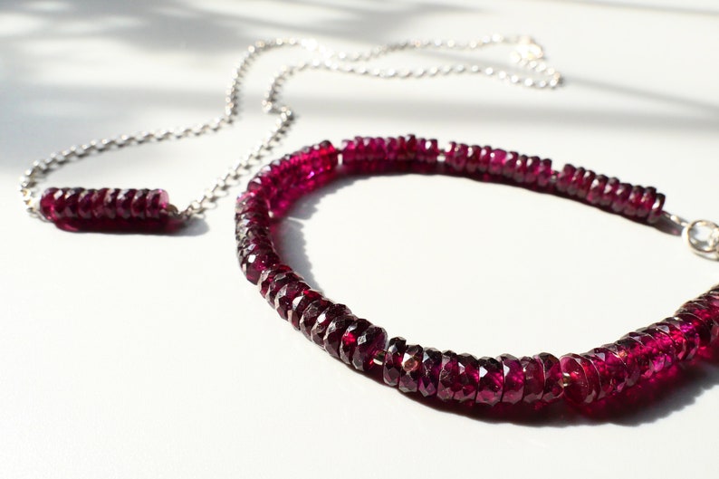 925 Sterling Silver and Rhodium Plated Garnet Bracelet for Women 925 Sterling Silver and Rhodium Plated Garnet Bracelet for Women
