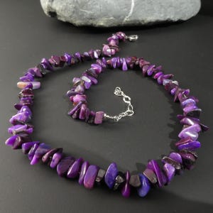 Sugilite Necklace Silver Sugilite Splinter Necklace Silver Untreated Sugilite Necklace Gemstone Nature Intense Purple Sugilite Necklace Silver