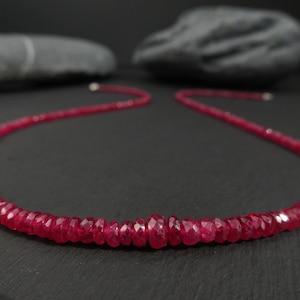 Ruby Necklace Silver Real Ruby Necklace Ruby Natural Red Ruby Chain Necklace Ruby Untreated Gemstone Chain Ruby Natural Color Necklace