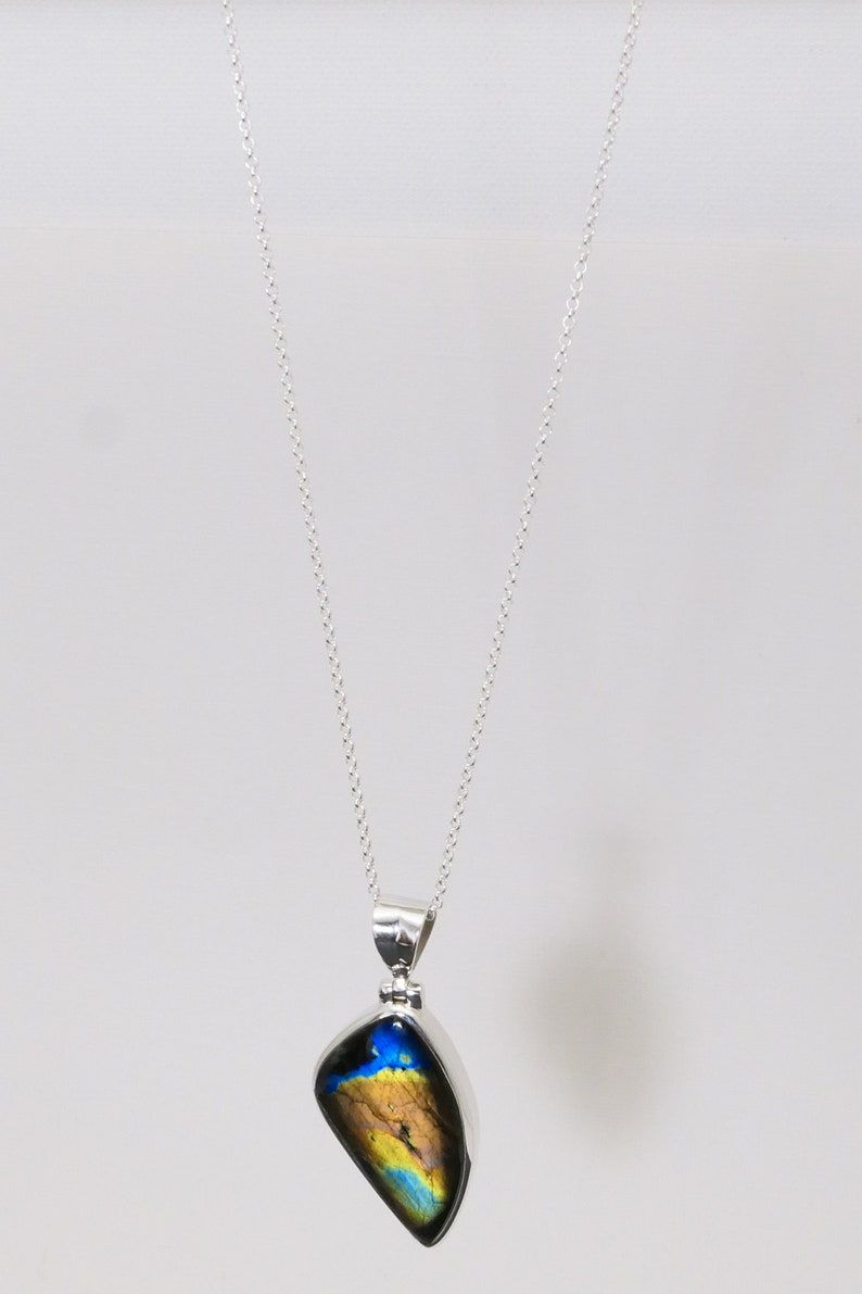 Spectrolite pendant sterling silver Spec37 Labradorite from Finnland gemstone rare solid silver Spektrolite unisex jewelry pendant