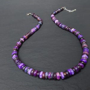 Fantastic genuine real Sugilite necklace gemstones untreated not dyed oiled intense color Sterling Silver rhodium natural gem africa