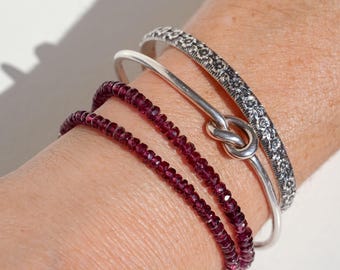 Bracciale in granato e rodolite, collana di alta qualità con chiusura in argento 925, 100% naturale.