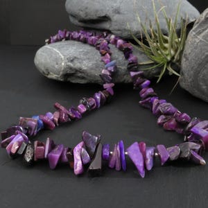 Sugilite Necklace Silver Sugilite Splinter Necklace Silver Untreated Sugilite Necklace Gemstone Nature Intense Purple Sugilite Necklace Silver