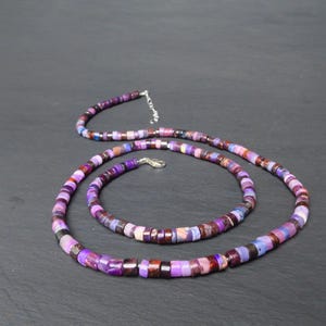 Fantastic genuine real Sugilite necklace gemstones untreated not dyed oiled intense color Sterling Silver rhodium natural gem africa
