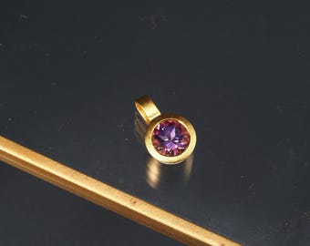 Amethist hanger, sterling zilver, verguld, delicaat