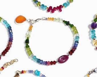 Bracciale con pietre preziose dai colori vivaci, multicolore – argento 925