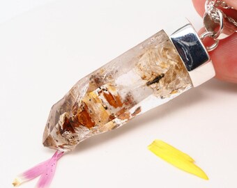 Petroleum Quartz Pendant 49 mm Long Silver UV Crystal