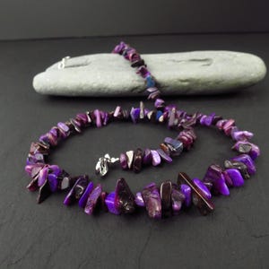 Sugilite Necklace Silver Sugilite Splinter Necklace Silver Untreated Sugilite Necklace Gemstone Nature Intense Purple Sugilite Necklace Silver