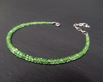 Faceted tsavorite bracelet with 925 silver clasp