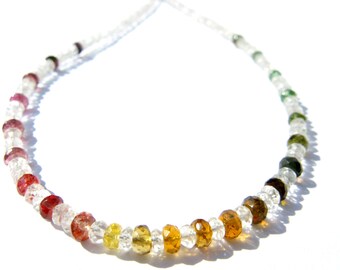 Colorful Topaz - Tourmaline Rainbow Necklace, Chakra Gemstone Necklace