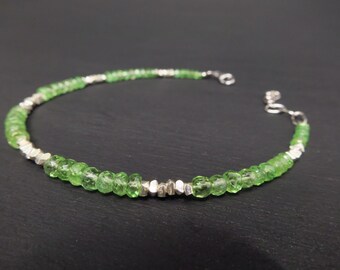 Tsavorite bracelet faceted with sterling silver details