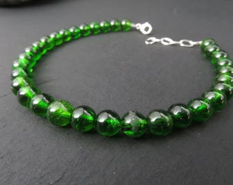 Armband van chroomdiopside, armband met groene edelsteen, 17,5-20 cm