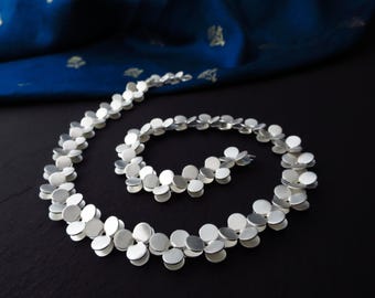 Cadena de plata de ley, 43 cm, diseño floral macizo