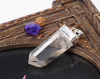 Lemuria rock crystal pendant, silver, length 47 mm with eyelet