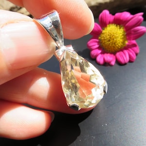 Natural untreated CA9 citrine gemstone handmade pendant set in 925 Sterling Silver Gemstone Citrine faceted Braszil 100% untreated not burnt