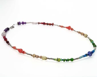 Chakra Rainbow Tanzanite Necklace Silver Gemstone