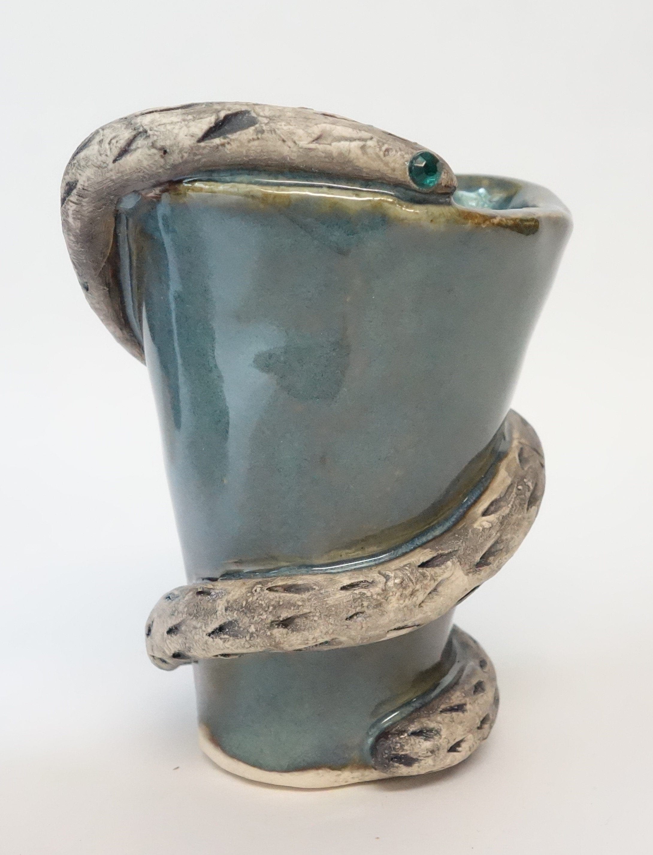 Snake Vase Cup Studio Folk Art Clay Pottery Vessel Hand Built Etsy