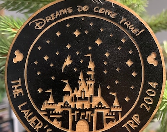 Disney Parks Inspired, Disneyland, Disney World, Personalized, Wooden, Engraved, Small Gift For Family & Friends, Vacation, Ornament
