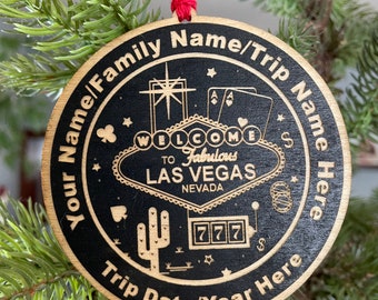 Las Vegas Vacation, Vegas, Personalized, Wooden, Engraved, Small Gift For Family & Friends, Vacation, Ornament, Magnet