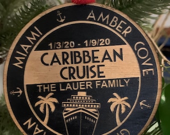 Christmas Ornament, Cruise,  Personalized, Wooden, Engraved, Small Gift For Family & Friends, Custom Christmas Ornament, Disney Inspired
