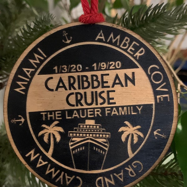 Christmas Ornament, Cruise,  Personalized, Wooden, Engraved, Small Gift For Family & Friends, Custom Christmas Ornament, Disney Inspired