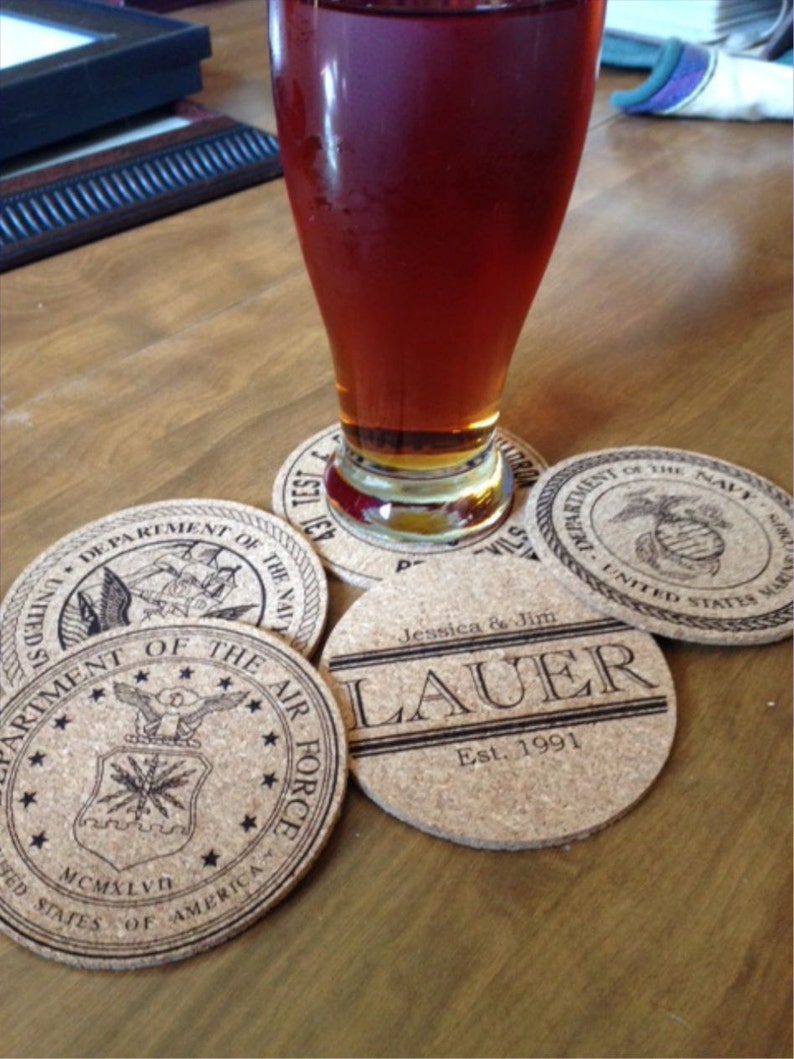 Custom Engraved Cork Coasters Custom Coasters Personalized Etsy