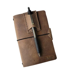 Vintage Brown Passport Travel Journal: Refillable Notebook with Pen Holder