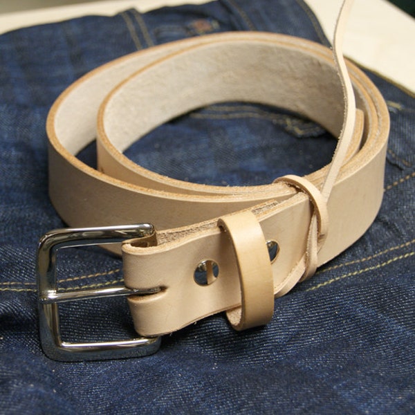 Handcrafted Natural Leather Belt 1.25"